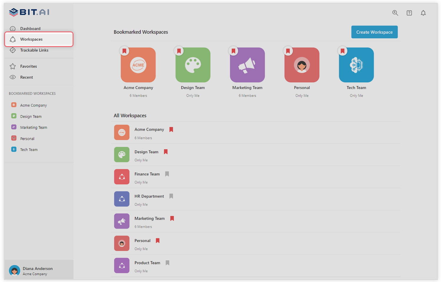 Bit.ai dashboard interface