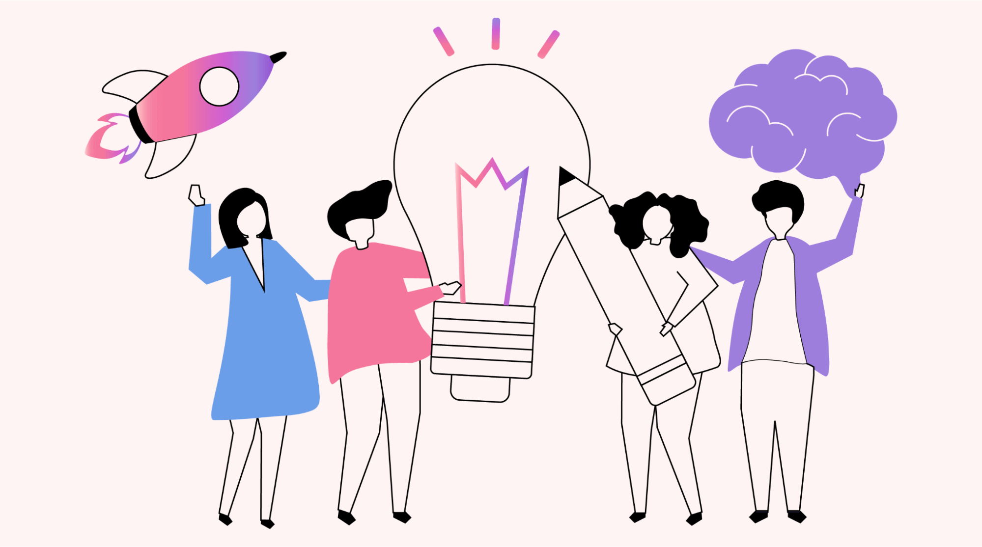 A team working together during a feedback session