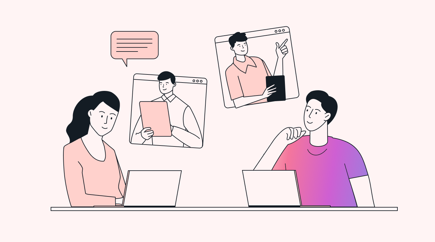 Image of multiple people using different types of software