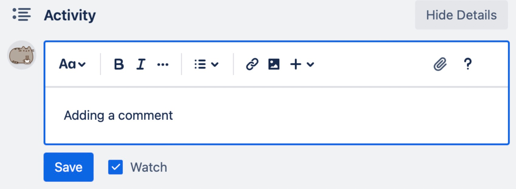 A snapshot of the commenting functionality in Trello