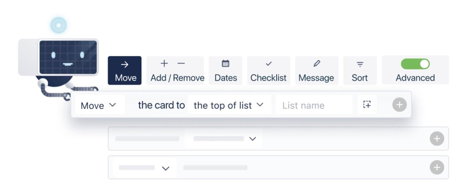 screenshot showing workflow automation sequence in Trello