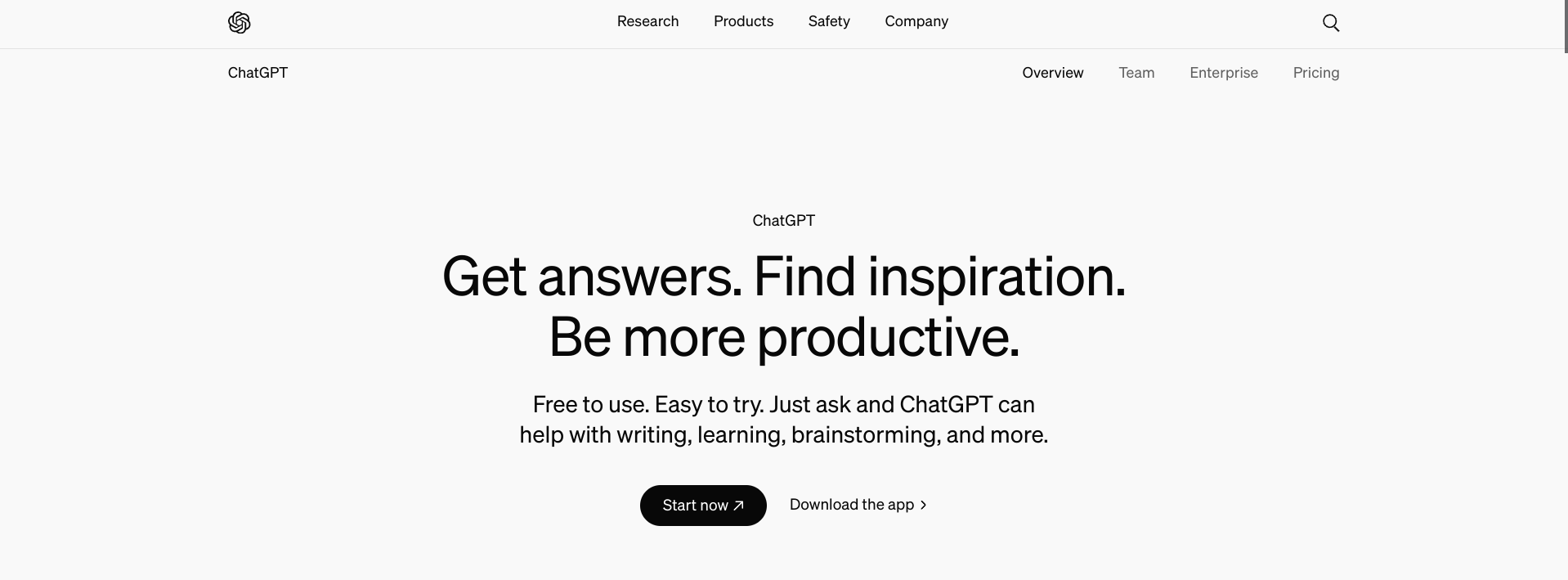 ChatGPT homepage screenshot