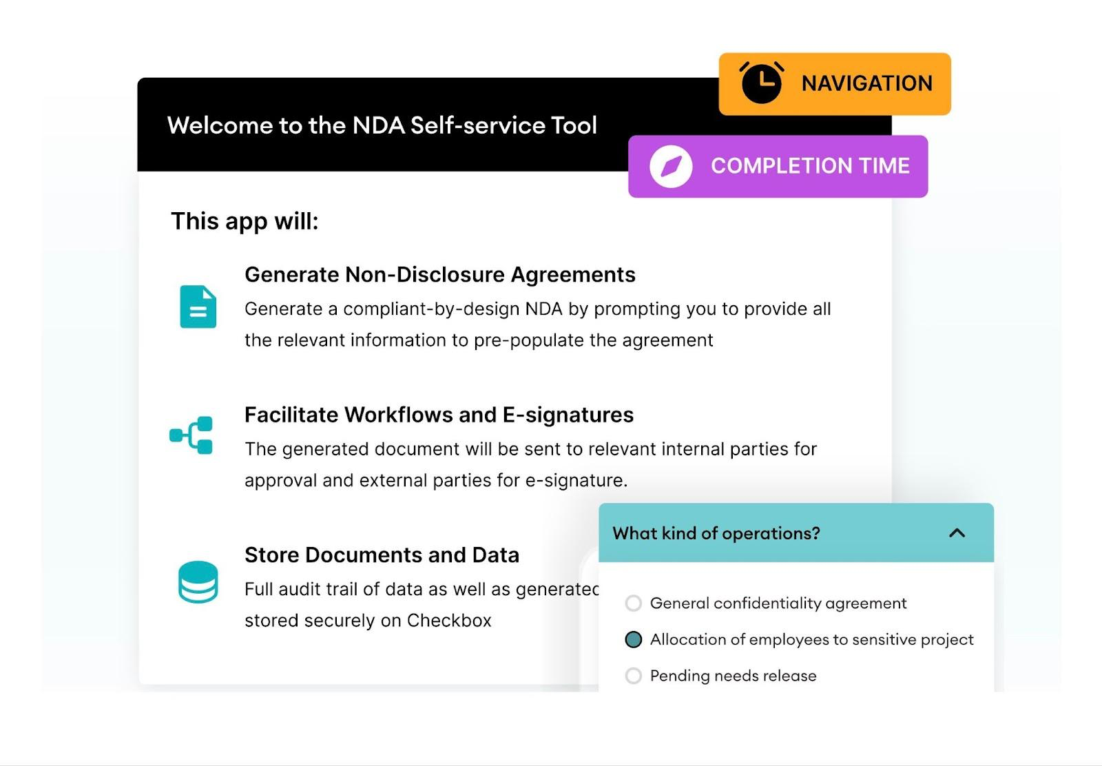 A screenshot of Checkbox generating an NDA